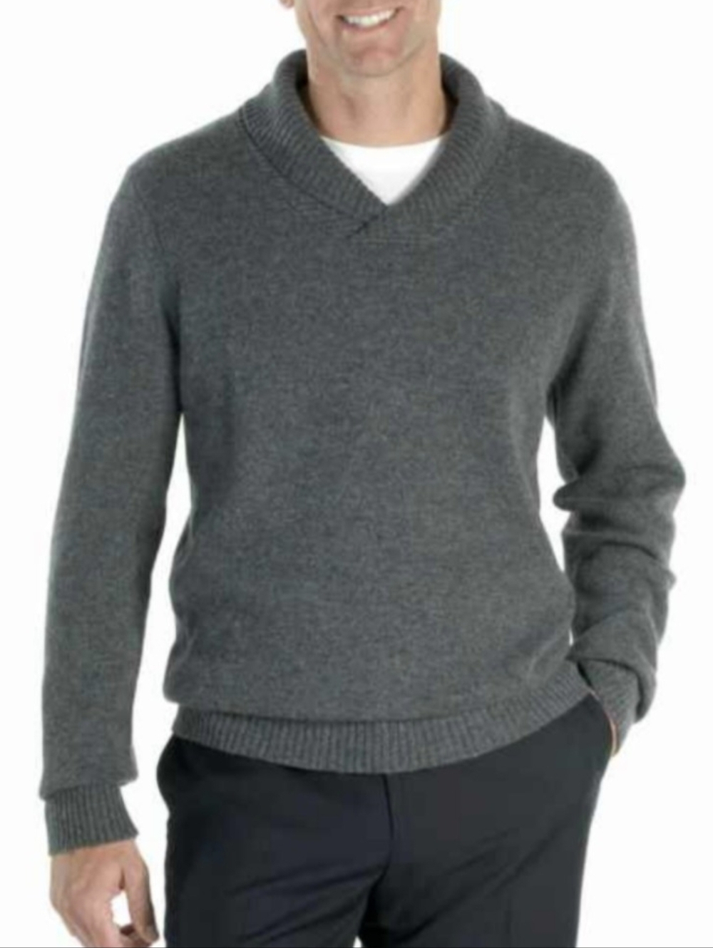 Joseph Abboud Men's Size Medium Gray Shawl Collar Sweater Msrp $98